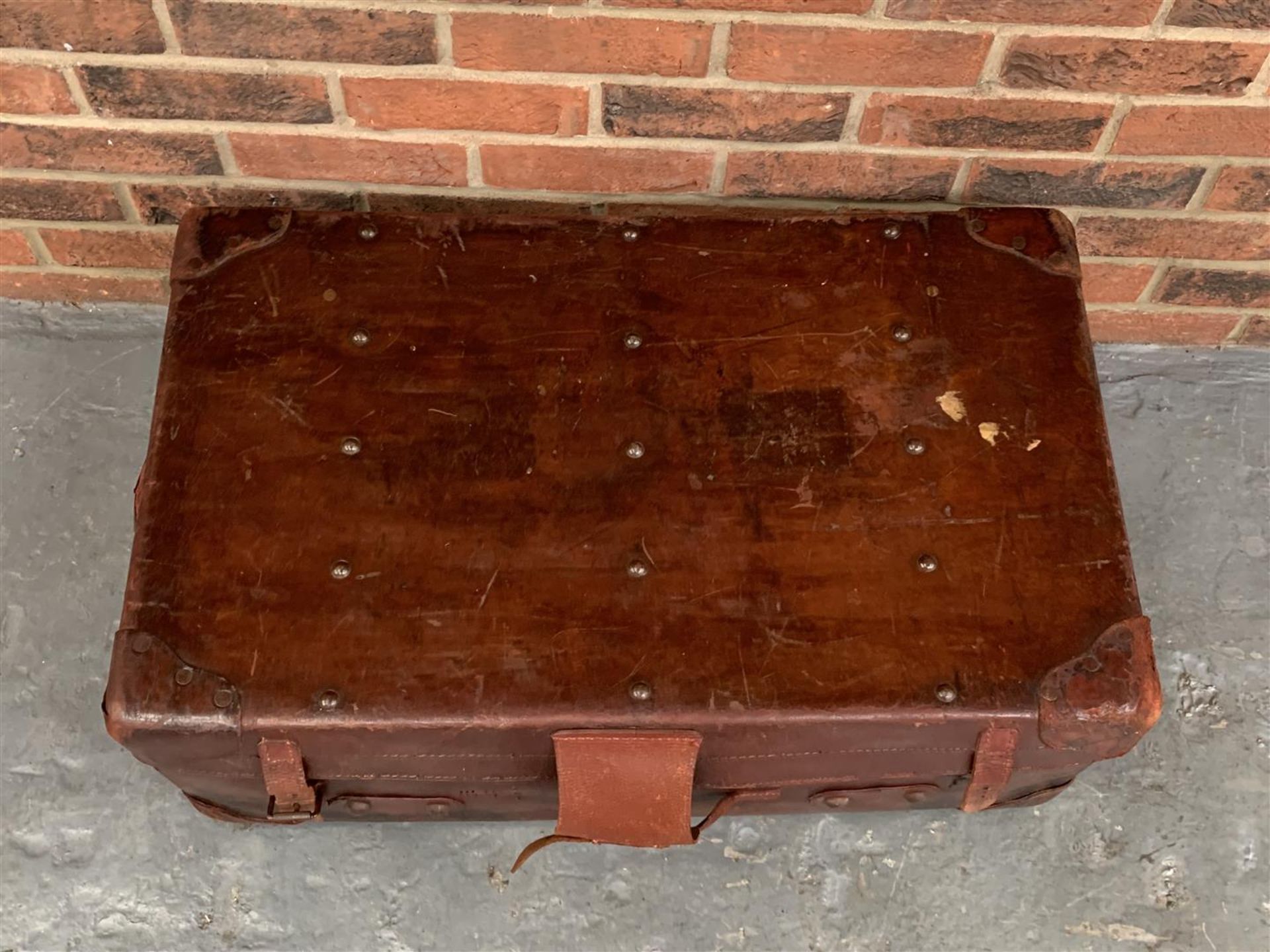 Vintage Leather Trunk - Image 2 of 5