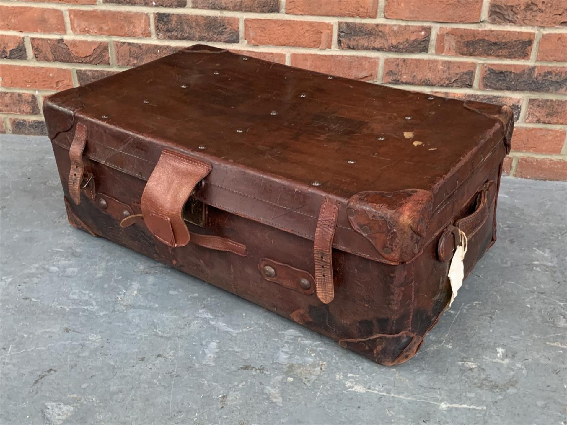 Vintage Leather Trunk - Image 5 of 5