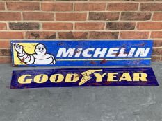 Two Metal Michelin & Goodyear Signs