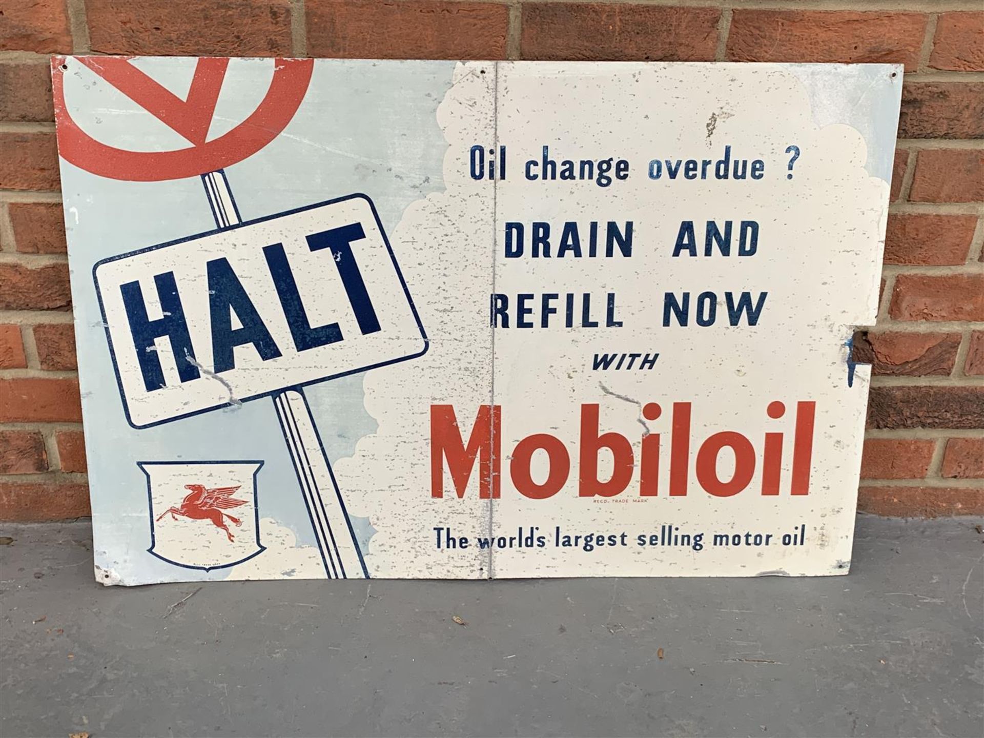Aluminium Halt" Mobiloil Sign"