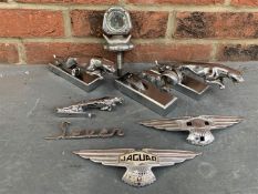 Mixed Lot Of Jaguar Mascots, Austin 7 Badge & Calometer Gauge