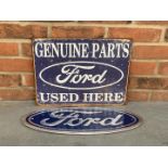 Modern Tin Genuine Ford Parts Sign & Cast Aluminium Ford Emblem (2)