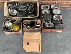 Four Boxes Of Lucas Spot Lamps, Electrical Items, E-Type 4.2 S2 Clutch Plate Etc