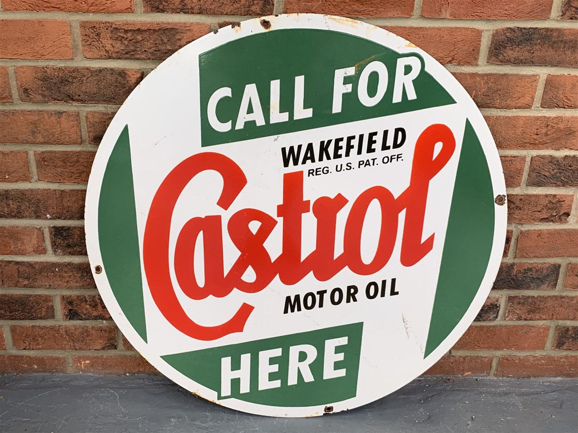 Enamel Call For Castrol Motor Oil Here" Sign"