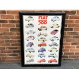 Framed Poster Of Classic Fiat 500 Models