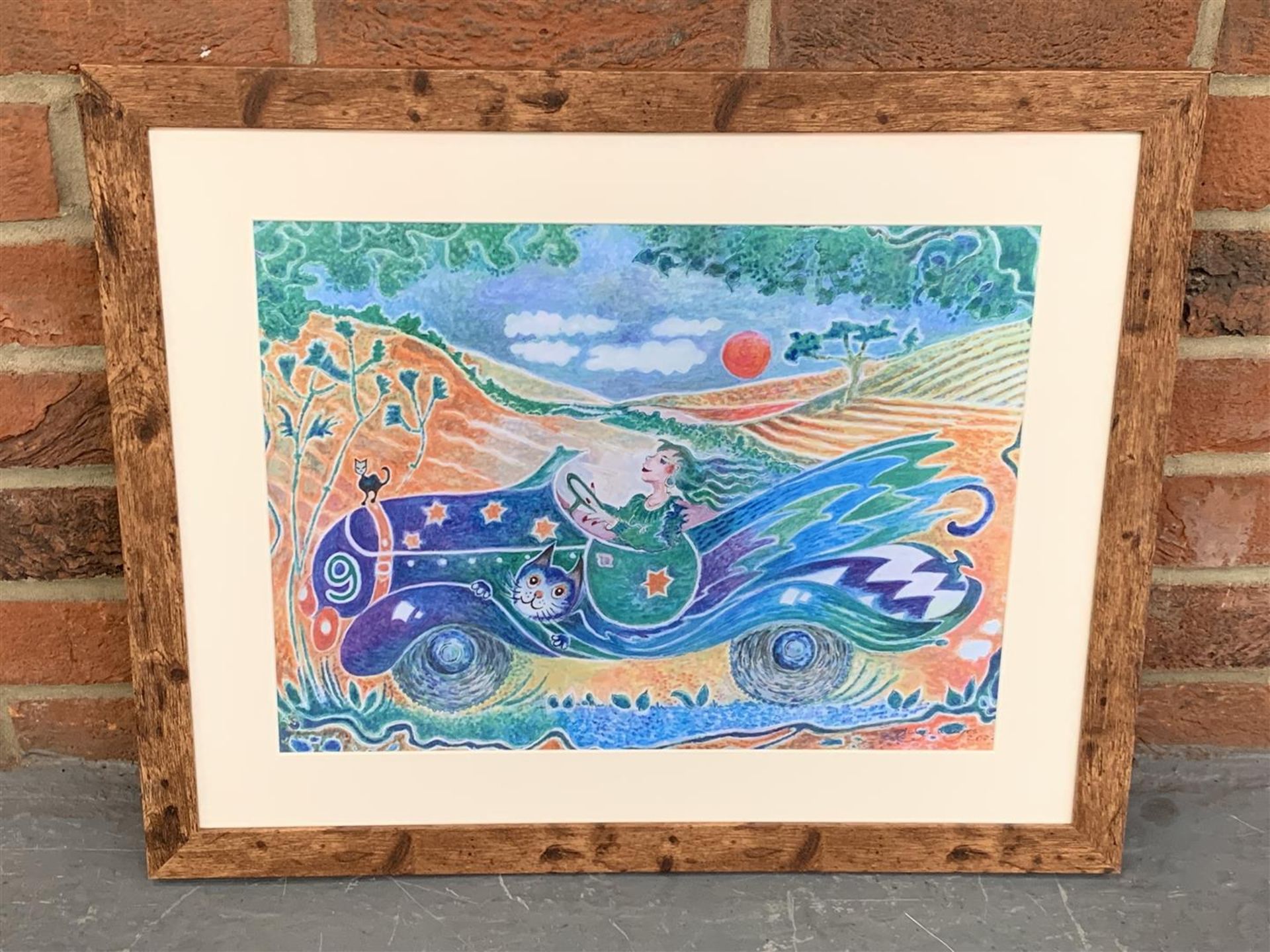 A Print Illustration A Purr-fect Day For A drive" By Gillian Mayes"