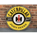Enamel Circular Caterpillar & John Deere Sale/Service Sign
