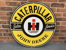 Enamel Circular Caterpillar & John Deere Sale/Service Sign