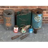 Quantity Of Vintage Oil Cans, Jugs & Greasers Etc