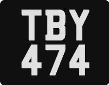 TBY 474 Registration number