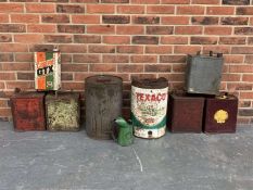 Mixed Lot Of Nine Fuel/Oil Cans