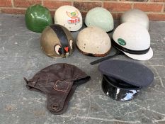 Seven Vintage Racing Helmets, Chauffeurs &amp; Flying Hats&nbsp;
