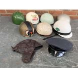 Seven Vintage Racing Helmets, Chauffeurs &amp; Flying Hats&nbsp;