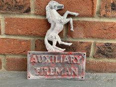 Ex Goodwood cast aluminium auxiliary Fireman sign