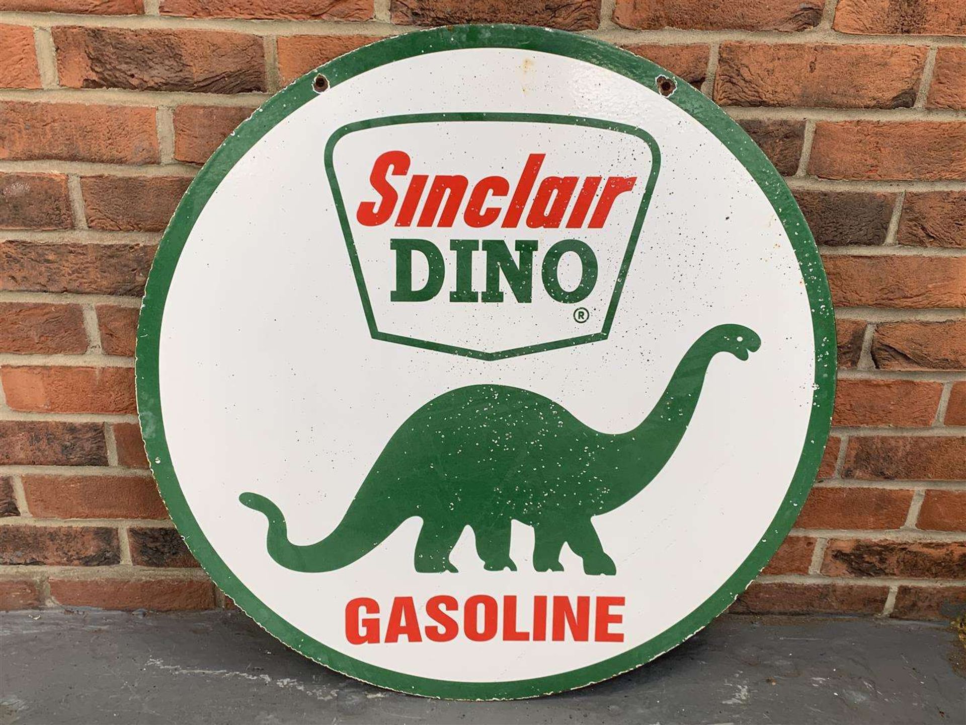 Enamel Circular Sinclair Dino Gasoline Sign