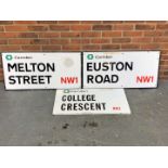 Three Metal London Street Signs