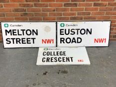 Three Metal London Street Signs