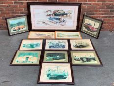 Twelve Framed Classic Car Prints