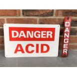 Enamel Danger Sign &amp; Plastic Danger Acid Sign (2)