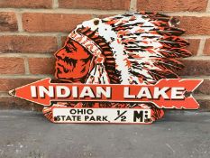 Enamel Indian Lake Directional Sign&nbsp;