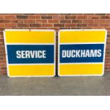 Two Aluminium Duckhams Service Signs