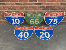 Five Painted On Board American Interstate Signs