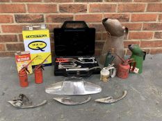 Mixed Lot Of Oil Cans, Jaguar Tool Kit Etc