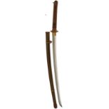 A SHOWA-TO, 64.6cm blade with one mekugi-ana signed Munekane, midare hamon, in full military pattern