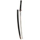 A SILVER MOUNTED KATANA, 71.7cm Shin-shinto blade with one mekugi-ana, notare midare hamon,