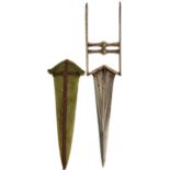 A LATE 18TH OR EARLY 19TH CENTURY INDIAN KATAR OR DAGGER, 23cm multi-fullered blade with armour