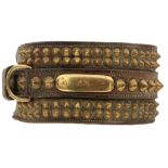 A LATE 19TH/EARLY 20TH CENTURY WELSH LEATHER AND BRASS DOG COLLAR FOR GLYNDWR THE BULL MASTIFF, of