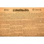 THE TIMES JUNE 22ND 1815 WATERLOO BULLETIN EDITION, detailing The Duke of Wellington's Dispatch,