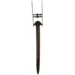 AN 18TH CENTURY LARGE INDIAN DAMASCUS KATAR OR DAGGER, 42cm double fullered damascus blade with