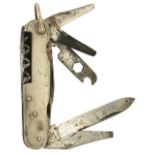 A RARE BUTLER & CO. MULTI-TOOL POCKET KNIFE, the 10 bladed implement with open and closed spanner