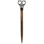 A PERSIAN SCISSORS DAGGER, 25.5cm over all length, the double fullered blades profusely decorated