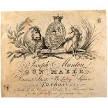 A JOSEPH MANTON TRADE LABEL, together with further examples for John Manton, Bond, Deane, Adams &
