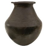 A LARGE POTTERY AMPHORA, of plain form turned just above the shoulder, previously smashed and