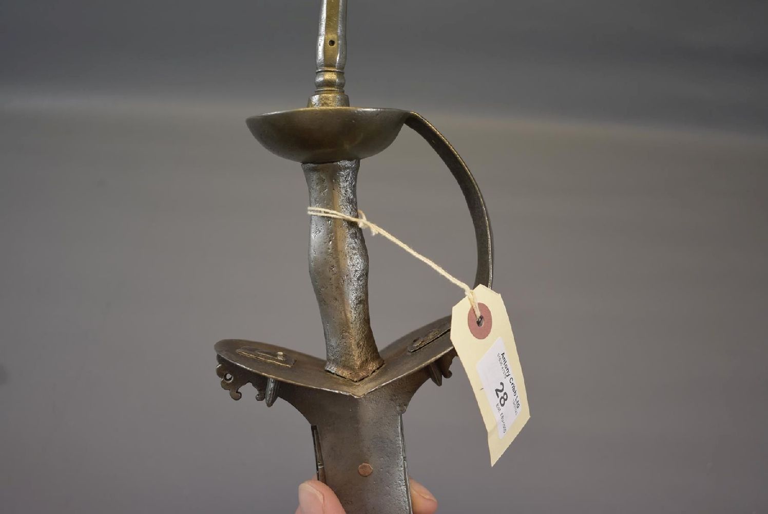 A LATE 18TH CENTURY NORTH INDIAN KHANDA OR SWORD, 74cm blade broadening to a rounded tip, - Image 5 of 11