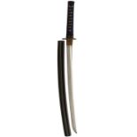 A WAKIZASHI, 45.7cm Shin-shinto blade with one mekugi-ana, midare hamon, fully bound tsuka with