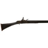 AN 18 BORE MIQUELET LOCK ARAB MUSKET, 56.5inch sighted barrel, secured by a single embossed white