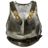 A WATERLOO PERIOD FIRST EMPIRE FRENCH MODEL 1812 CUIRASSIER'S BREAST AND BACKPLATE, the chest with