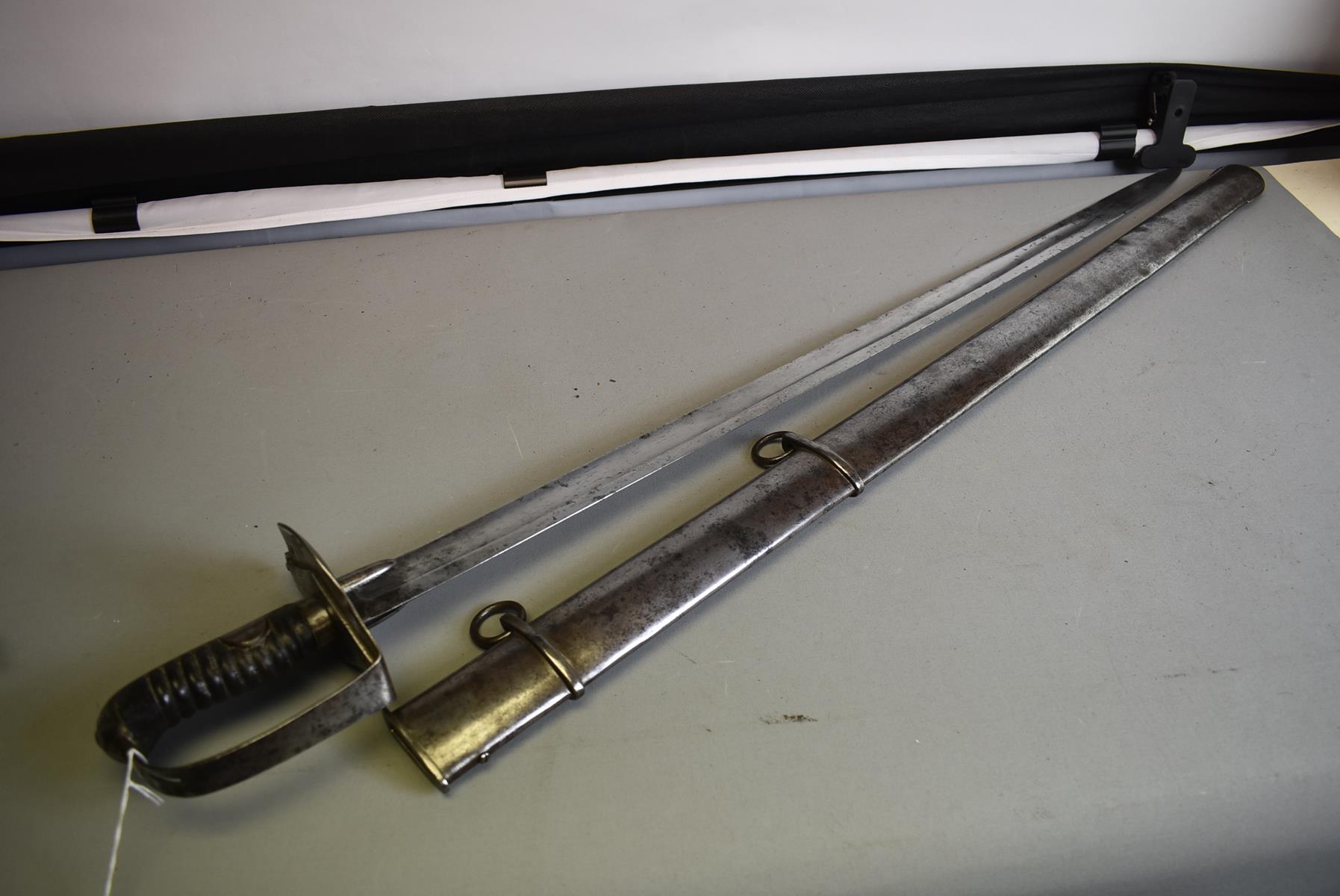 A 1796 PATTERN HEAVY CAVALRY TROOPER'S SWORD, 88cm blade with spear point, regulation steel hilt - Image 2 of 9