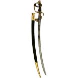 A FRENCH 1ST EMPIRE (?) BLUED AND GILT OFFICER'S SWORD, 72.5cm blade decorated with scrolling