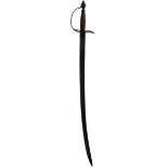 AN 18TH CENTURY SLOTTED HILT OFFICER'S HANGER, 64cm curved double fullered blade with clipped back