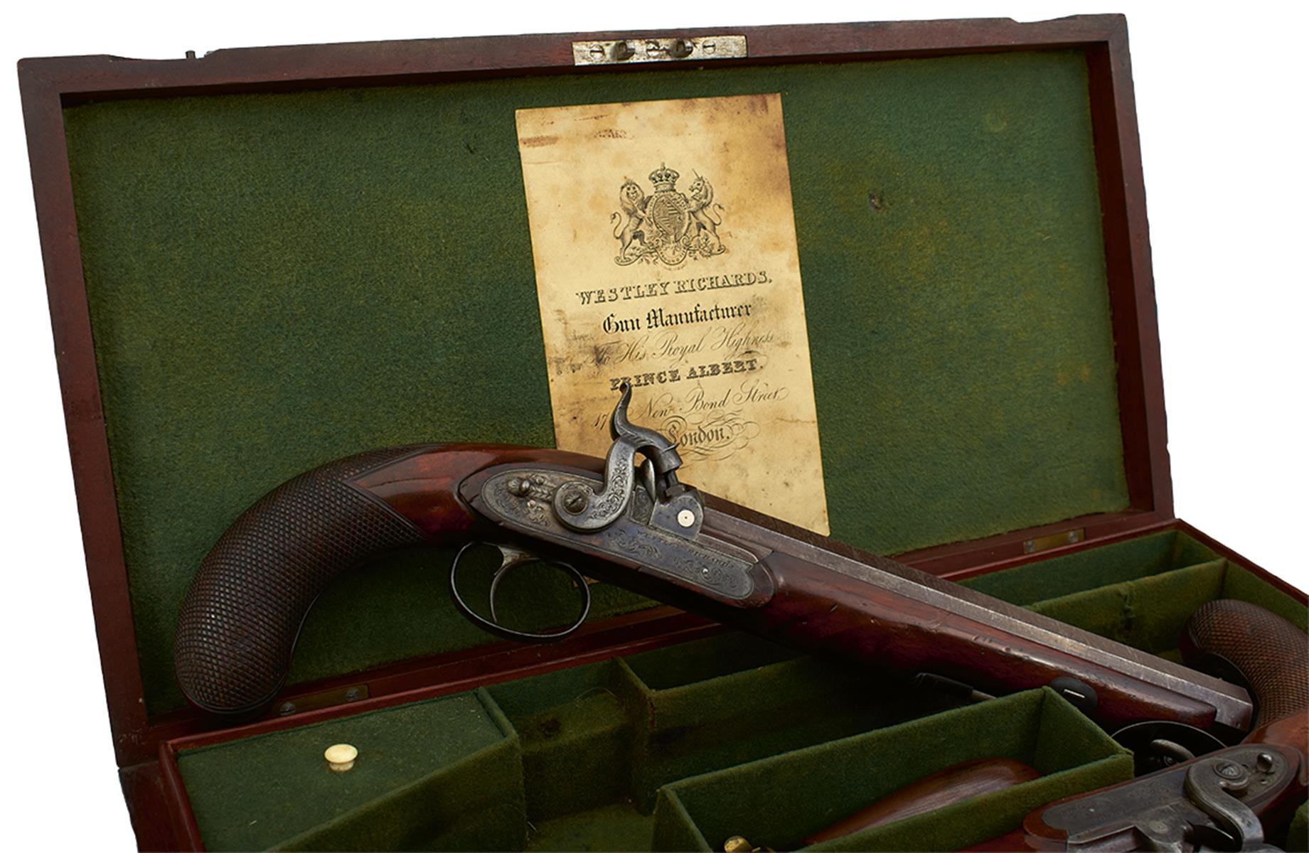 A GOOD CASED PAIR OF .600 CALIBRE PERCUSSION OFFICER'S PISTOLS BY WESTLEY RICHARDS, 9inch sighted - Image 2 of 29