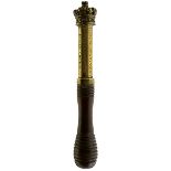 A VICTORIAN BRASS TIPSTAFF, of characteristic form, the crowned brass tubular body engraved