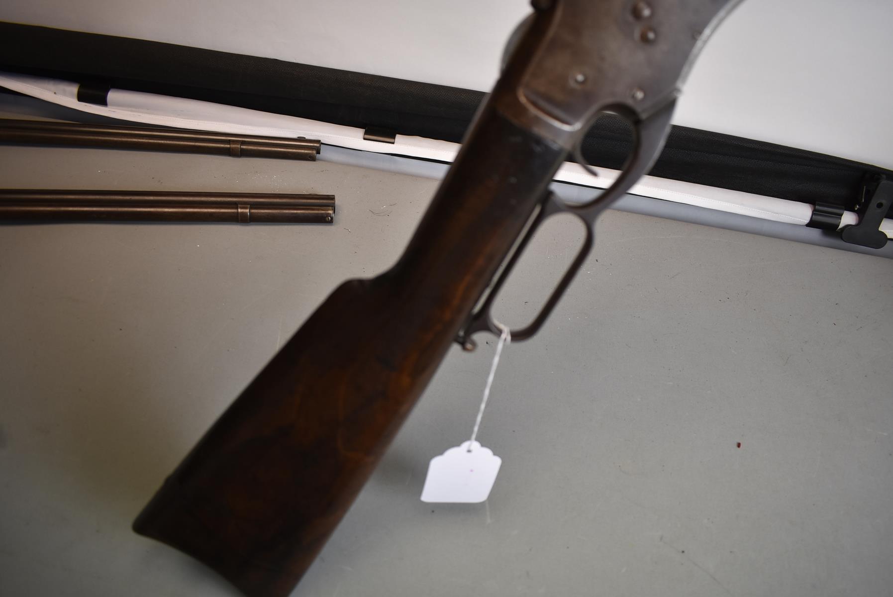 A RARE .40 OBSOLETE CALIBRE WHITNEY LEVER ACTION RIFLE, 28inch sighted barrel stamped with the - Image 3 of 11