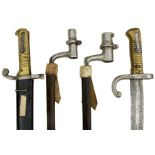 AN EGYPTIAN MODEL 1870 SNIDER BAYONET, a Belgian Model 1867 socket bayonet, a Belgian Model 1857