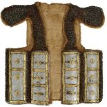 A RARE 17TH CENTURY INDIAN MAIL AND PLATE ARMOUR, the cloth backed jerkin form body with nine chest,