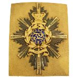 A 32ND REGIMENT OF FOOT (CORNWALL) OFFICER'S SHOULDER BELT PLATE, the stippled gilt plate applied